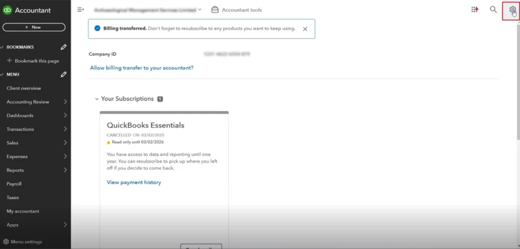 Navigate to Manage Users- Quickbooks